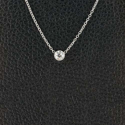 Collana con ciondolo in diamante rotondo taglio brillante 1 carato 14K Oro bianco - harrychadent.it