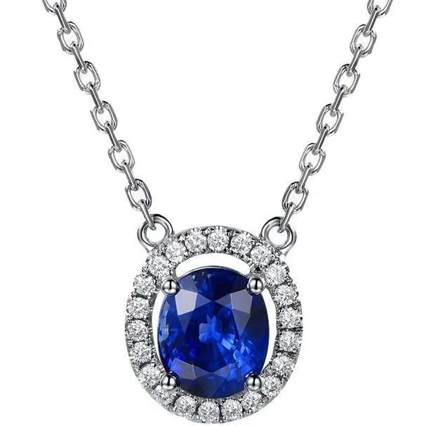 3,10 carati Collana con ciondolo in zaffiro di Ceylon e oro bianco 14K - harrychadent.it
