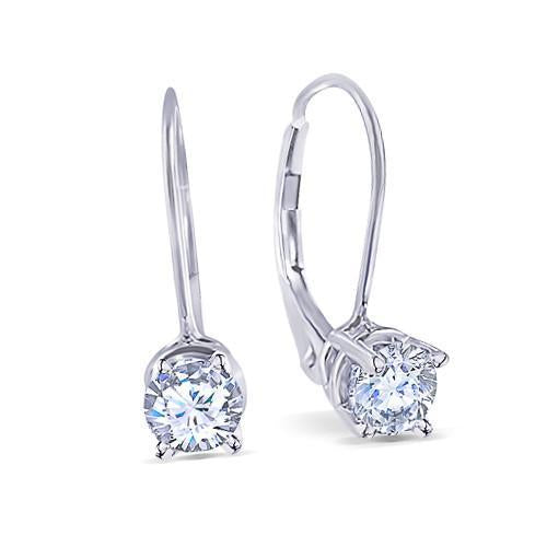 Coppia di orecchini a monachella con diamanti rotondi da 3 carati in oro bianco 14K - harrychadent.it