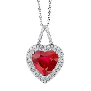 Cuore rosso rubino taglio con pendente collana diamante 3.50 carati - harrychadent.it