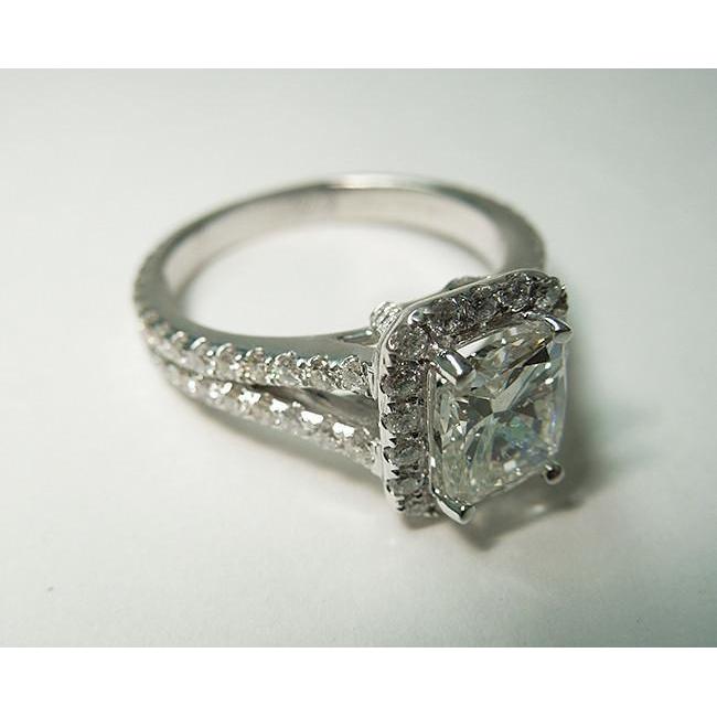 Cuscino anello di fidanzamento con diamante reale. oro bianco 14 carati. 2.75 carati - harrychadent.it