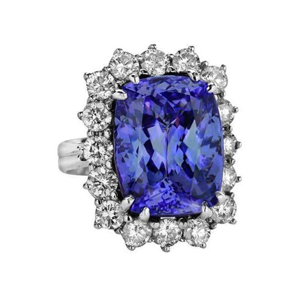 Cuscino tanzanite e diamanti rotondi 6.50 carati Halo Ring Gemstone - harrychadent.it