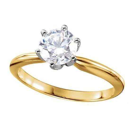 Diamante Rotondo 3.52 ct. Anello Solitario Gioielli Bicolore
