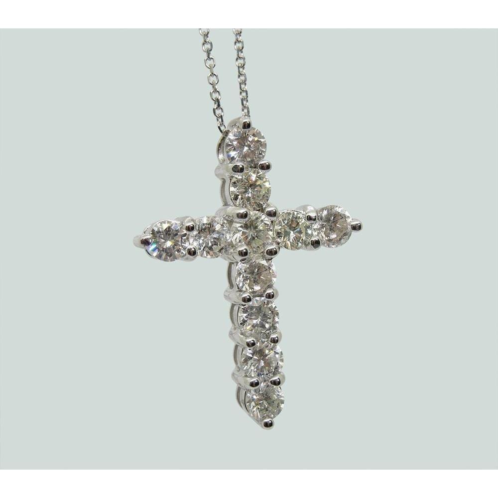 Pendente per collana con croce con diamanti a taglio rotondo da 2.75 ct - harrychadent.it