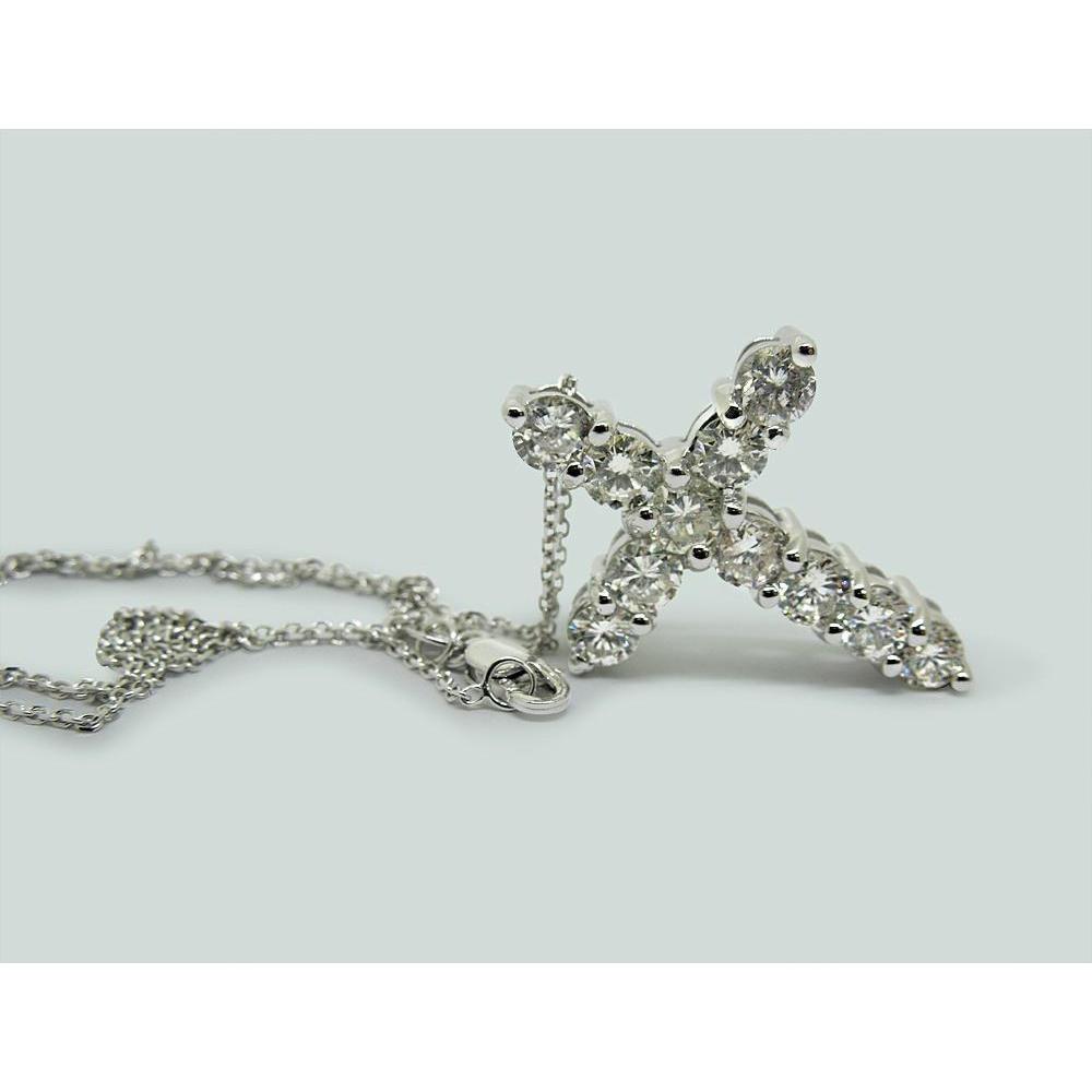 Pendente per collana con croce con diamanti a taglio rotondo da 2.75 ct - harrychadent.it