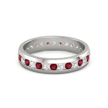 Diamante rotondo rubino eternità fascia 2.50 carati oro bianco 14K - harrychadent.it