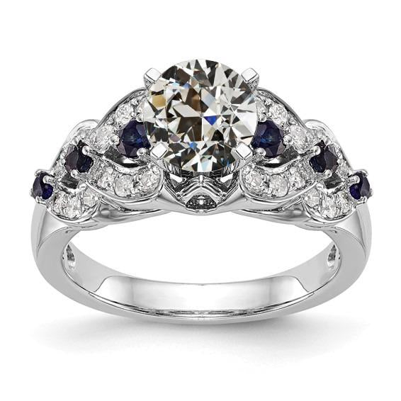 Fancy Gemstone Wedding Ring vecchio taglio Diamante & Zaffiri 4.50 Carati - harrychadent.it
