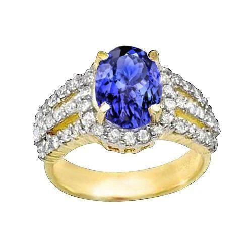 Fede Nuziale Ovale Tanzanite E Diamanti Tondi Two Tone 3.50 Carati - harrychadent.it