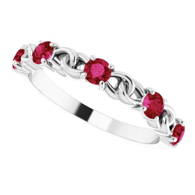 Fede nuziale 1 carato Burma Ruby 14K gioielli in oro bianco - harrychadent.it