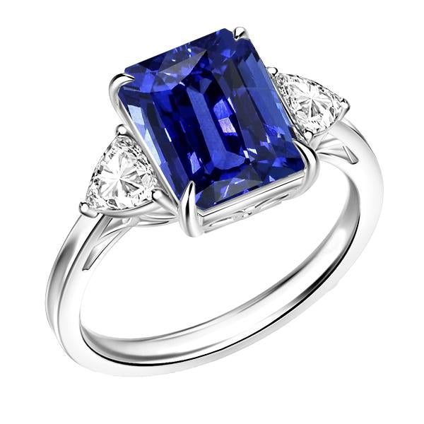Fede nuziale 3 pietre zaffiro radiante e diamanti trilioni 3.50 carati - harrychadent.it