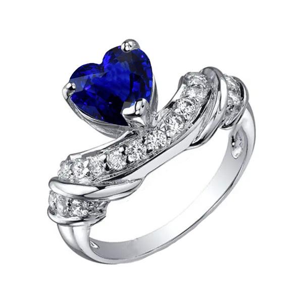 Gemma Cuore Fede Nuziale Zaffiro Blu Diamanti Accenti 3 Carati - harrychadent.it