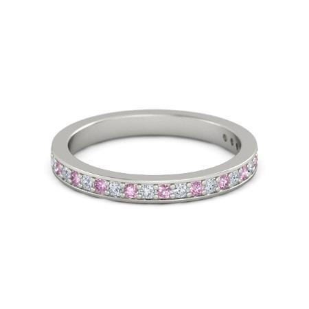 Fede nuziale da 0.60 carati con diamanti rotondi e zaffiro rosa Gioielli da donna - harrychadent.it
