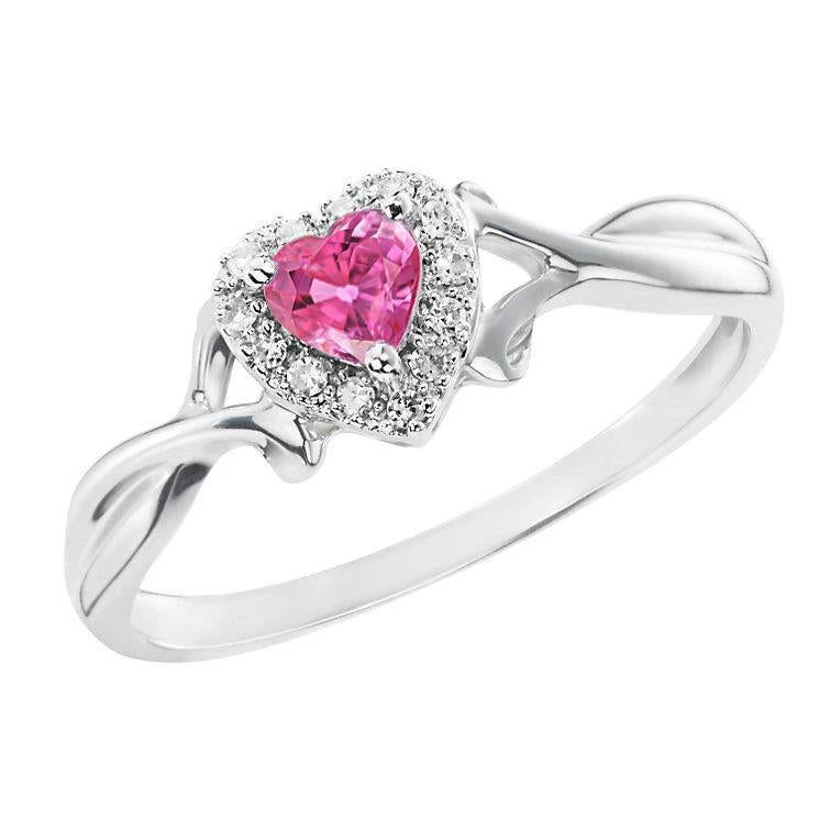 Fede nuziale da 1,30 ct con zaffiro rosa e diamanti 14K Oro bianco - harrychadent.it