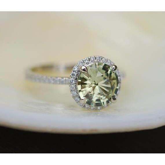 Fede nuziale di 2 ct di diamante verde rotondo con zaffiro - harrychadent.it