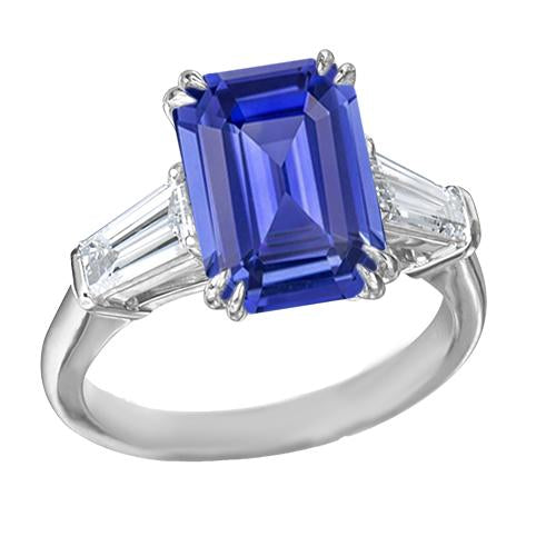 Fede nuziale diamante 3 pietre smeraldo zaffiro di Ceylon 3.50 carati - harrychadent.it