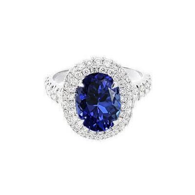 Fede nuziale in oro bianco 14 carati con diamanti e tanzanite a taglio ovale da 1.85 carati - harrychadent.it