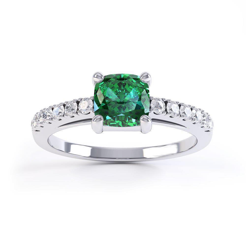 Fede nuziale in oro bianco 14 carati con smeraldo verde da 3,2 ct e diamante - harrychadent.it