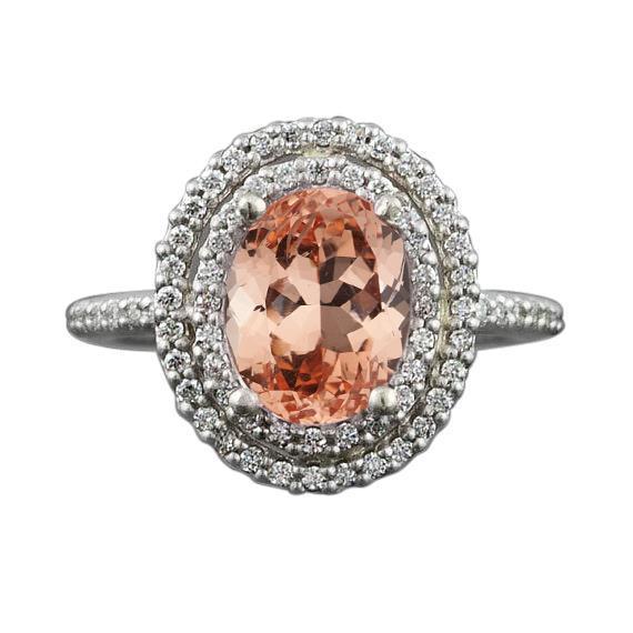 Fede nuziale in oro bianco 14K 10.70 Ct con Morganite e diamanti - harrychadent.it