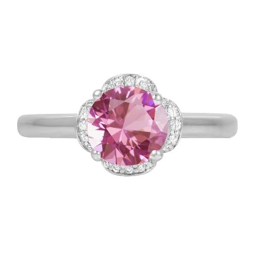Fede nuziale in oro bianco 14K con Kunzite rosa e diamanti da 16.50 ct - harrychadent.it