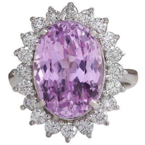 Fede nuziale in oro bianco con diamanti e kunzite rosa 23 carati 14K - harrychadent.it