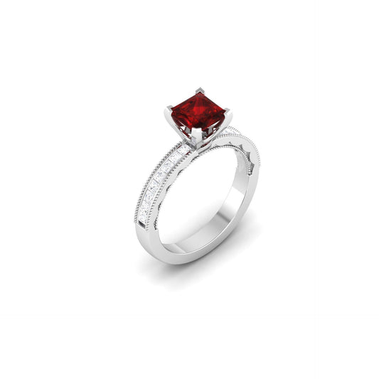 Fede nuziale in oro bianco con diamanti taglio princess rubino 3 carati - harrychadent.it