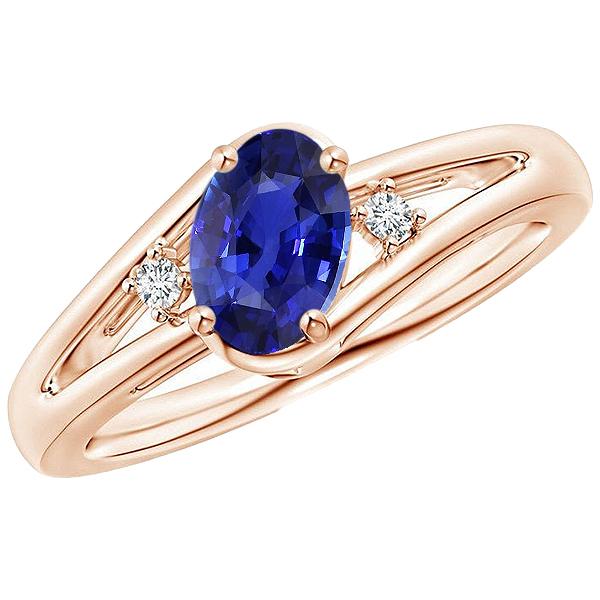 Fede nuziale in oro rosa con 3 pietre. 2.25 carati. gioielli con zaffiro blu ovale - harrychadent.it
