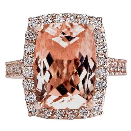 Fede nuziale in oro rosa con anelli di Morganite e diamanti da 9.50 ct - harrychadent.it