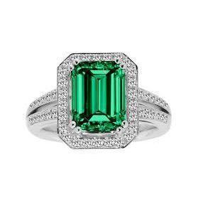 Fede nuziale verde smeraldo con diamante oro bianco 14 carati 8 carati - harrychadent.it