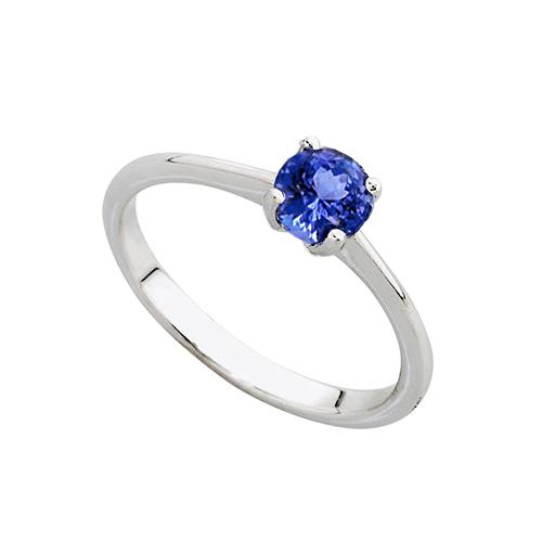 Fedi nuziali in tanzanite solitario taglio rotondo 2 carati oro bianco 14 carati - harrychadent.it
