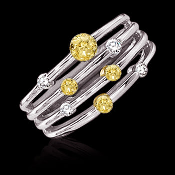 Gambo diviso a fascia in diamante giallo canarino tondo F VS1