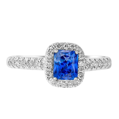 Gemma Halo Zaffiro Anello 2.50 Carati Scallop Set Gioielli con Diamanti - harrychadent.it
