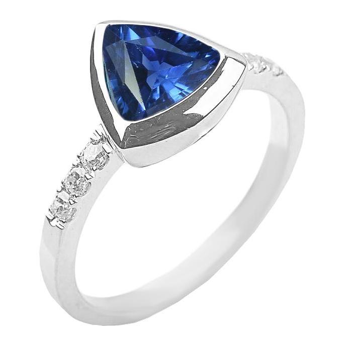 Gioielli con pietre preziose con diamanti Anello con zaffiro blu da 2 carati con trilioni di castoni - harrychadent.it