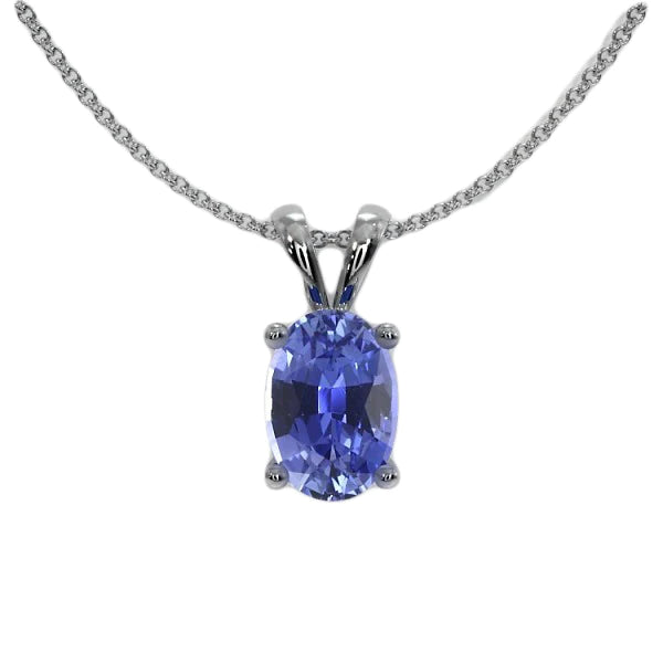 Gioielli da donna con ciondolo solitario ovale in pietra preziosa 2 carati oro bianco 14K - harrychadent.it