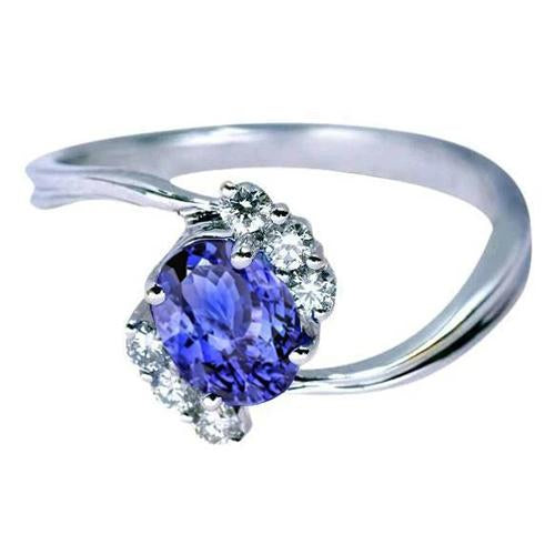 Gioielli in pietra preziosa con anello in tanzanite ovale da 1.75 carati e diamanti rotondi - harrychadent.it