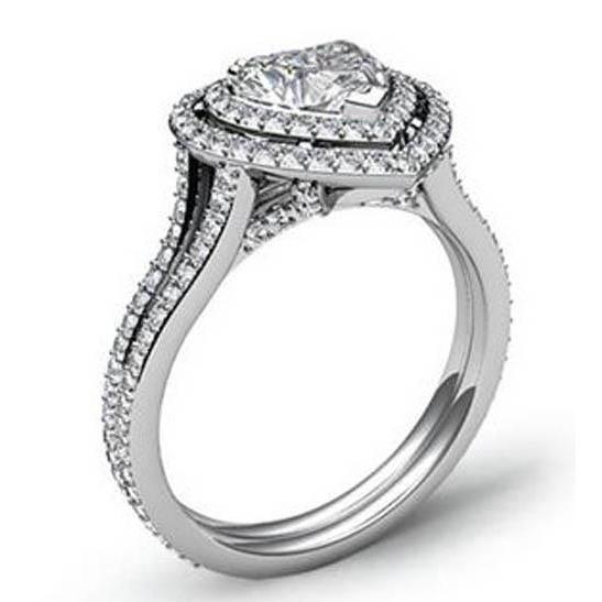 Gioielli personalizzati Anello con doppio diamante a forma di cuore a forma di cuore