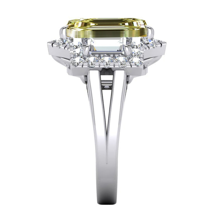 Grande Smeraldo Giallo Canarino Diamante Fede Nuziale