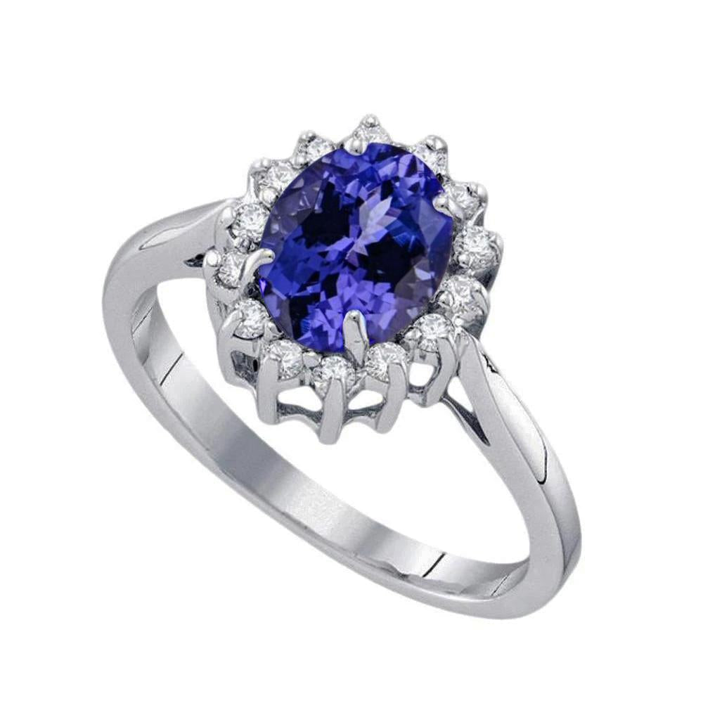 Grande ovale tanzanite pietra fantasia anello 1.95 carati gioielli in oro - harrychadent.it