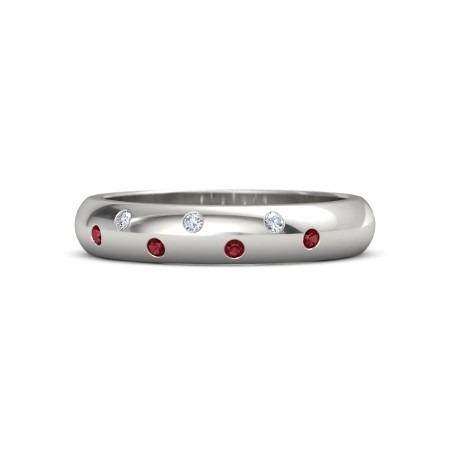 Gypsy Diamond Comfort Fit Ruby Band 1.10 carati oro bianco 14K