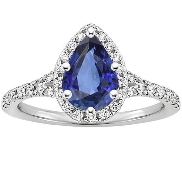 Halo Diamond Ring pera taglio blu zaffiro gemma gioielli 5.25 carati - harrychadent.it