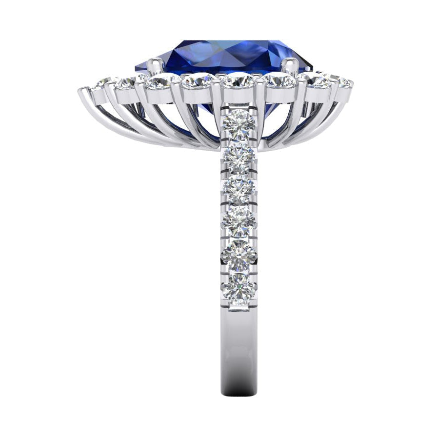 Halo Gemstone Anello Pera Blu Zaffiro Oro Gioielli Da Donna 8 Carati - harrychadent.it