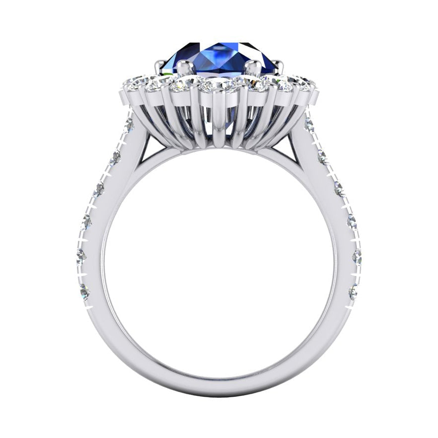 Halo Gemstone Anello Pera Blu Zaffiro Oro Gioielli Da Donna 8 Carati - harrychadent.it