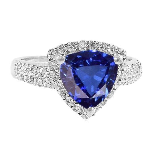 Halo Trillion Anello con zaffiro dello Sri Lanka 3 carati con diamanti in oro gioielli - harrychadent.it