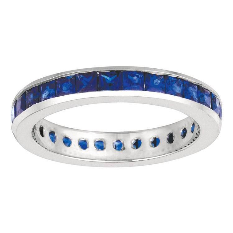 Impostazione canale 2.80 Carat Princess Sapphire Eternity Ring Gruppo musicale WG 14K - harrychadent.it