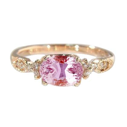 Kunzite Ovale Con Diamanti Rotondi 20.50 Carati Fede Nuziale Oro 14K - harrychadent.it