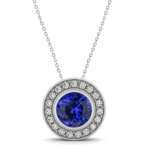 Lunetta Collana Tanzanite Con Diamanti Pendente Collana Oro 14K 2,75 Ct - harrychadent.it