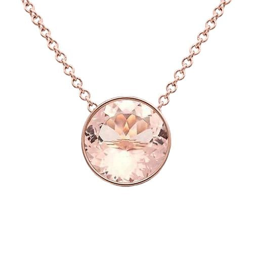 Lunetta Solitaire Set Ciondolo Morganite 30 Ct Con Catena Oro Rosa 14K - harrychadent.it