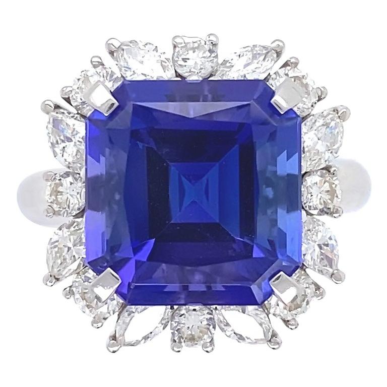 Marquise & Round Diamond Halo Zaffiro Anello 9 Carati Stile Fiore - harrychadent.it
