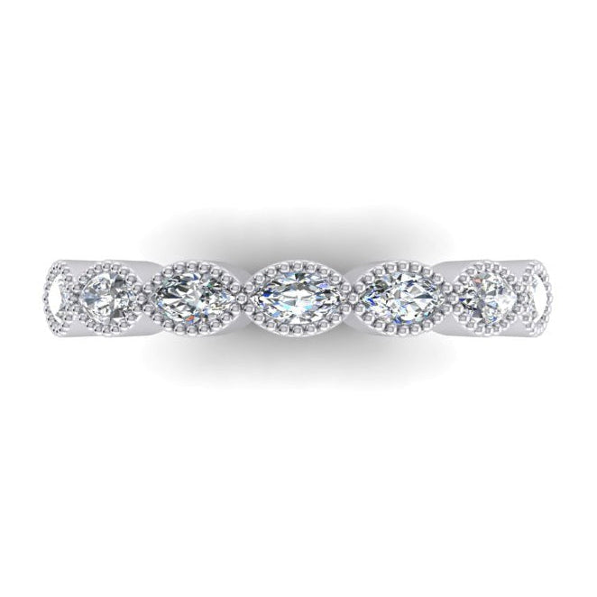 Milgrain Diamante Eternità Banda In Oro 1.50 Carati
