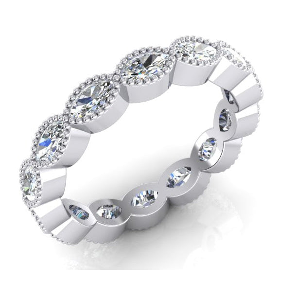 Milgrain Diamante Eternità Banda In Oro 1.50 Carati