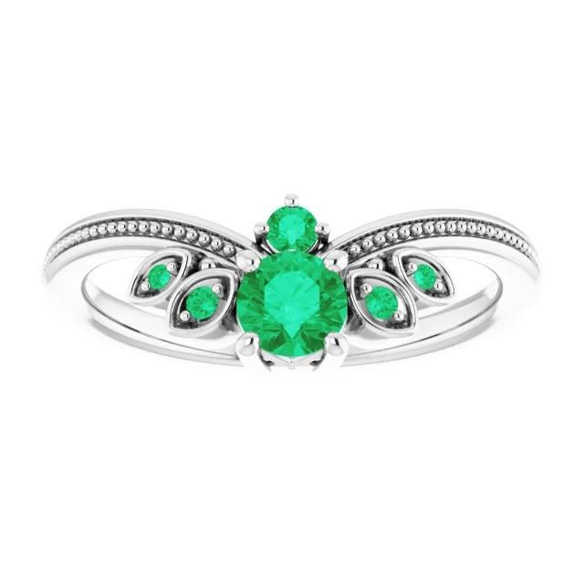 Milgrain verde smeraldo colombiano da 1 carati con anello di gioielli in oro bianco 14 carati Nuovo - harrychadent.it